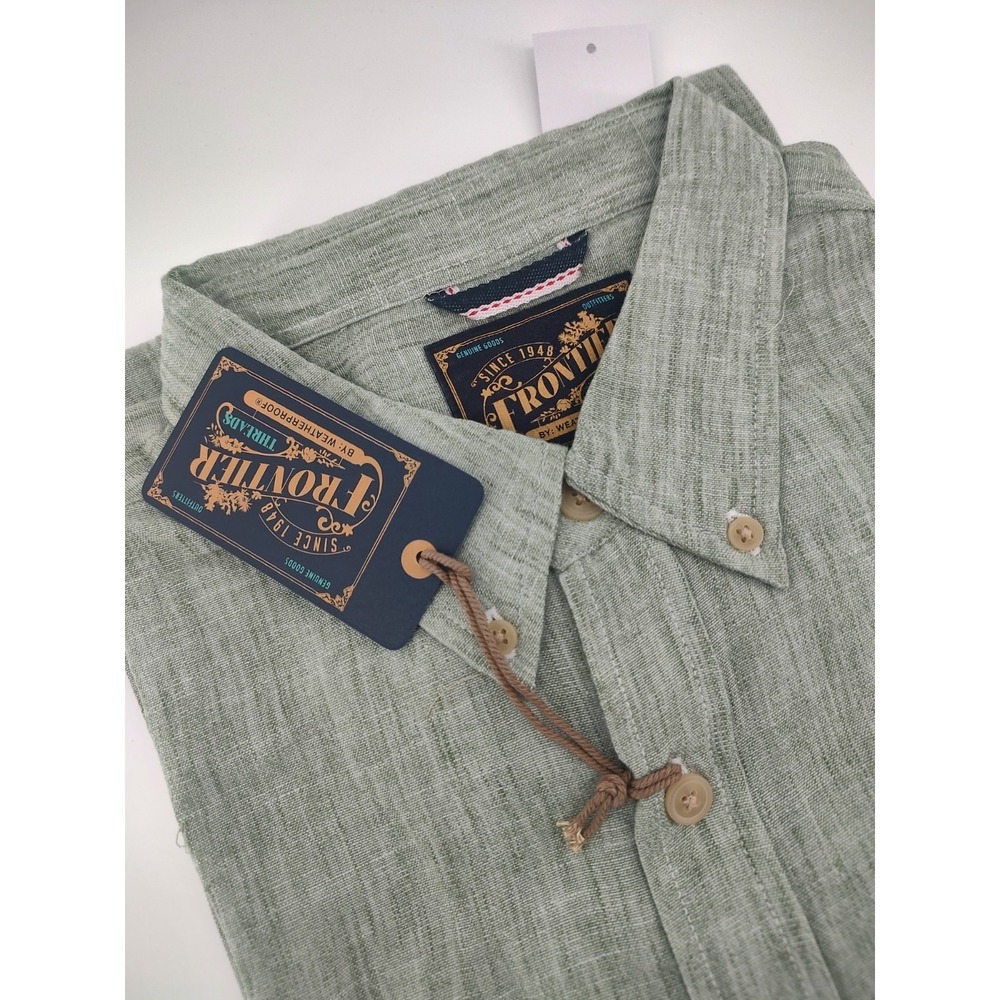 Frontier Threads Men's Short Sleeve Linen Like Button Up Shirt Size L